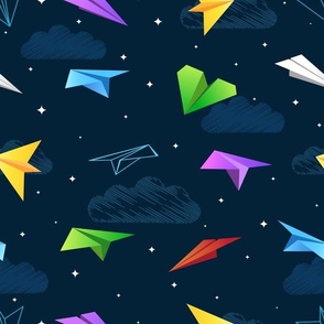 Colorful paper airplanes