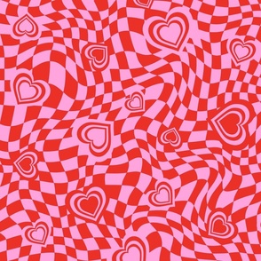 Y2K checkerboard hearts (pink and red)