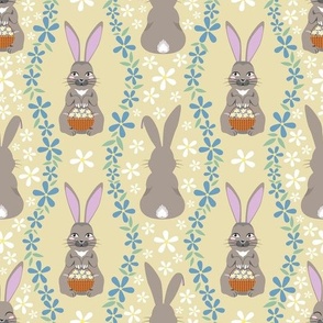 Spring Rabbits with daisies