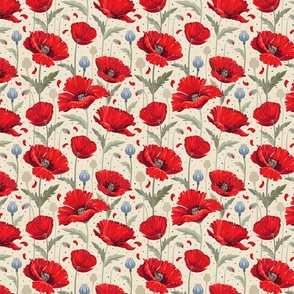 Bright poppies pattern - smaller scale