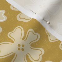 button flowers on satin sheen gold