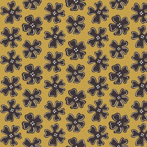coffee brown button flowers on gold