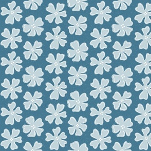 button flowers on teal blue | medium