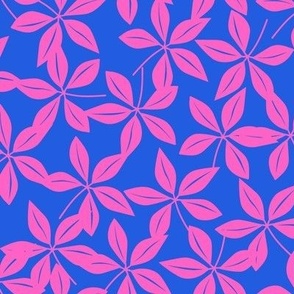 Normal scale • Tropical leaves blue and pink