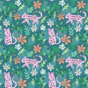 Cute Pink Leopard Folk Art Pattern