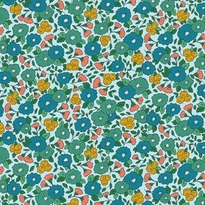 Teal Vintage Floral - XS