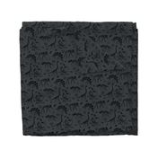 Jurassic discovery - Fossils and ammonites - paleontology and natural history design dinosaurs elephants under water creatures kids wallpaper black on charcoal gray