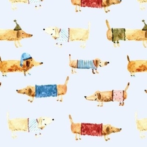 pupps in pajamas - watercolor cute puppies - painted dogs for kids_ nursery a892-3