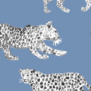 Custom Blue Extra Large Black and White Leopard Parade  copy