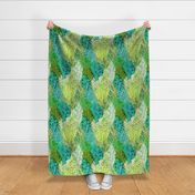 Lush Leaves in Jewel Colors - green and blue - large