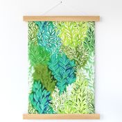 Lush Leaves in Jewel Colors - green and blue - large