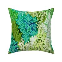 Lush Leaves in Jewel Colors - green and blue - large