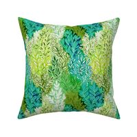 Lush Leaves in Jewel Colors - green and blue - medium