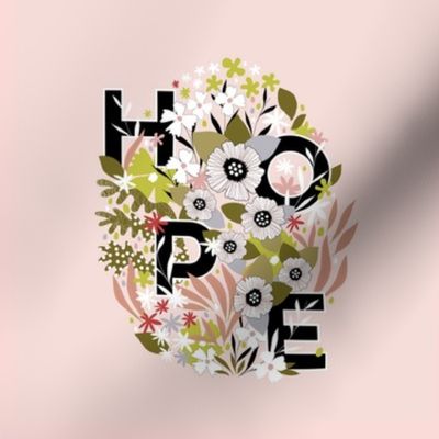 Typographic aFloral HOPE on PINK 