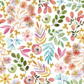 Color Flowers watercolor seamless pattern
