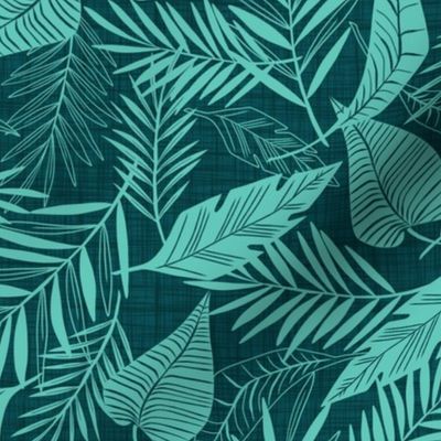 Cabana Tropics - Summer Tropical Leaves Teal Aqua Regular Scale