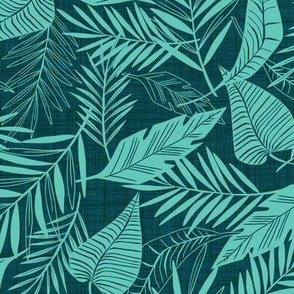 Cabana Tropics - Summer Tropical Leaves Teal Aqua Regular Scale