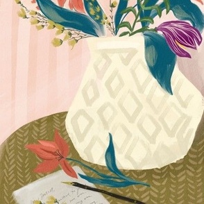 Letter and Lilies tile