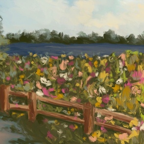 Field of Flowers Landscape Art 