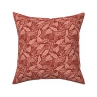 Cabana Tropics - Summer Tropical Leaves Terra Cotta Red Pink Small Scale