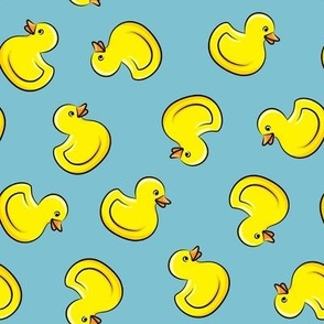 rubber duck toss - bath time toy - yellow ducks - summer blue - LAD22