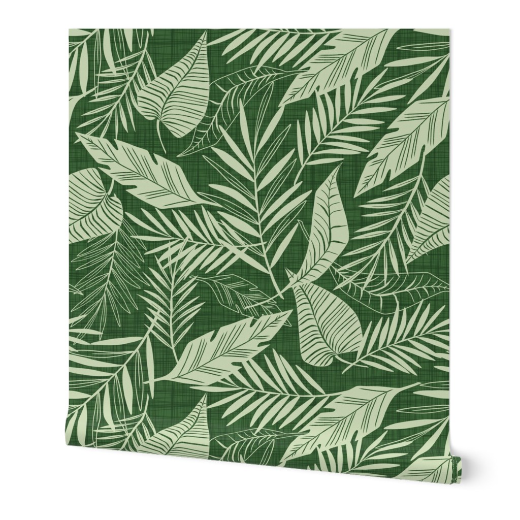 Cabana Tropics - Summer Tropical Leaves Green Jumbo Scale