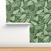 Cabana Tropics - Summer Tropical Leaves Green Jumbo Scale