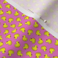 (micro scale) rubber duck toss - bath time toy - yellow ducks - dark pink C22