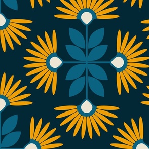 1790 jumbo - Daisies To The Max - Gold and Teal