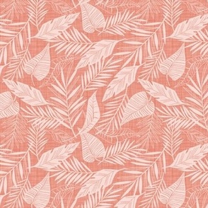 Cabana Tropics - Summer Tropical Leaves Pink Small Scale