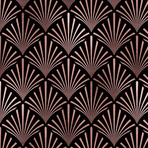 Copper Rose Gold and Black Jumbo Art Deco Palm Fans