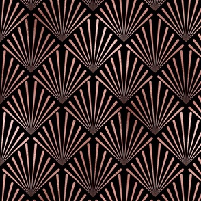 Copper Rose Gold and Black Art Deco Palm Fronds