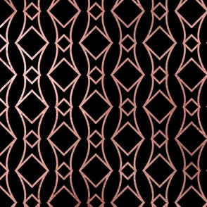 Copper Rose Gold and Black Art Deco Jumbo Geometric Linking Squares