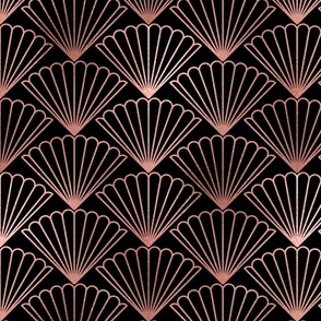 Copper Rose Gold  and Black Art Deco Scallop Shells