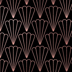 Copper Rose Gold  and Black Jumbo Art Deco Fluted Fans