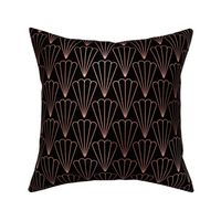 Copper Rose Gold  and Black Art Deco Fluted Fans