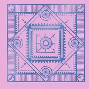 Abstracts Tribal 1 Blue Pink Shutterfly Photo Tile