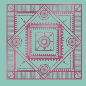 Abstracts Tribal 1 Pink Aqua Shutterfly Photo Tile