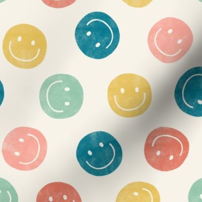 smiley faces - happy - multi pink/teal - LAD22