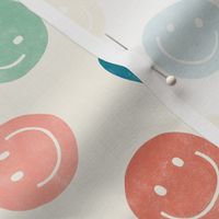 smiley faces - happy - multi pink/teal - LAD22