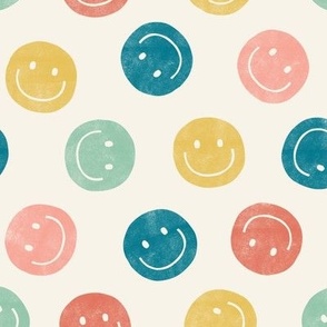 smiley faces - happy - multi pink/teal - LAD22