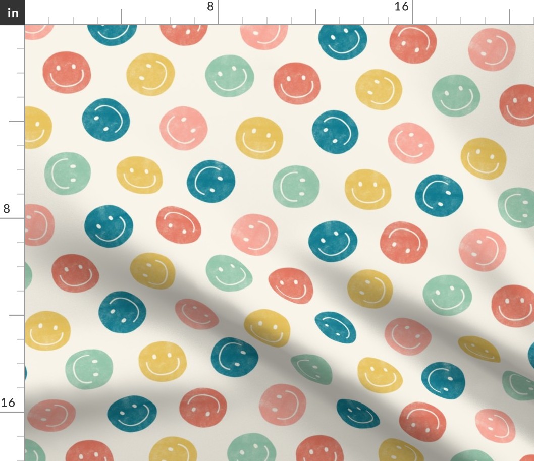 smiley faces - happy - multi pink/teal - LAD22