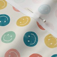(small scale) smiley faces - happy - multi pink/teal - LAD22