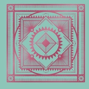 Abstracts Tribal 2 Pink Aqua Shutterfly Photo Tile
