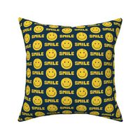 Smile - Happy Face - yellow on navy  - LAD22