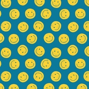 (small scale) smiley faces - happy - yellow/teal blue - LAD22