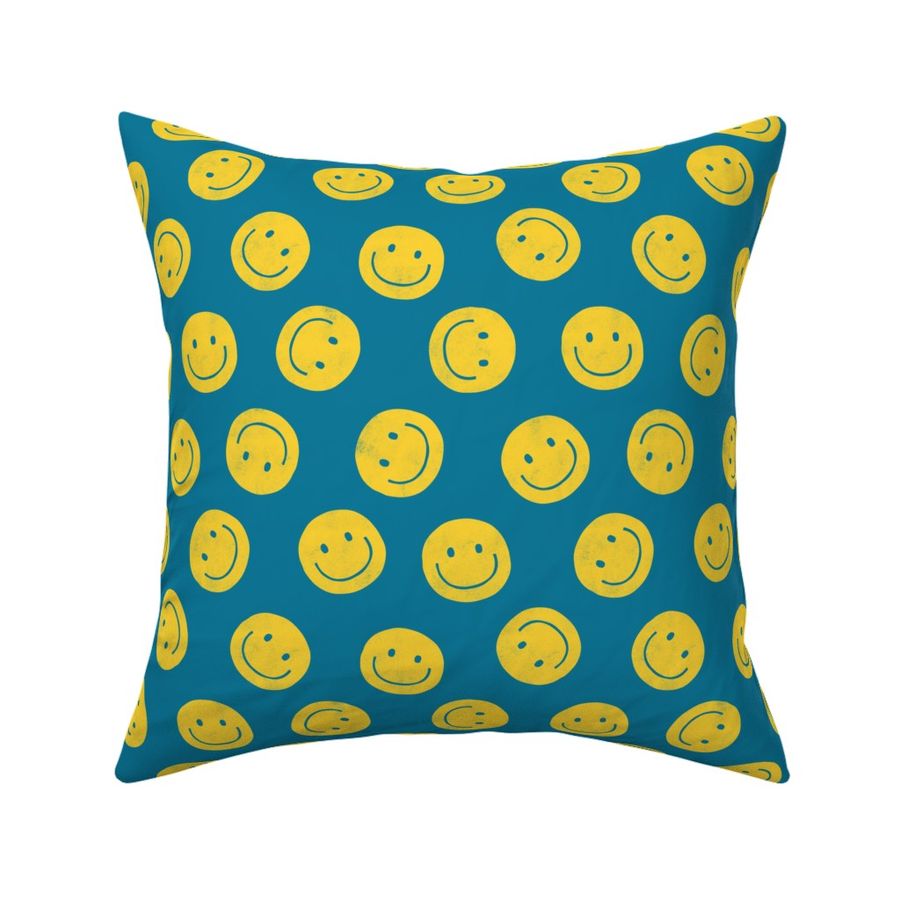 smiley faces - happy - yellow/teal blue - LAD22