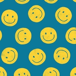 smiley faces - happy - yellow/teal blue - LAD22