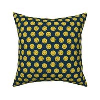 (small scale) smiley faces - happy - yellow/navy - LAD22