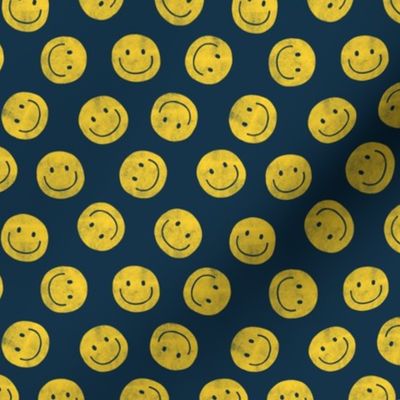 (small scale) smiley faces - happy - yellow/navy - LAD22